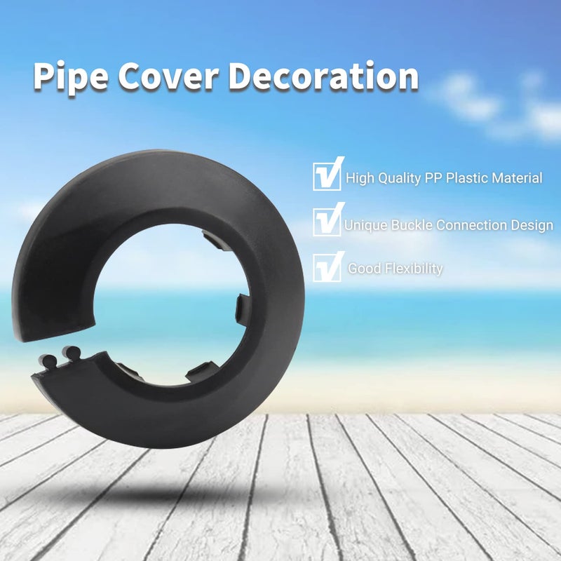 MroMax Fit 1.26"" Outer Diameter Flange Water Pipe Cover Decoration Black Pipe Cover Radiator PP Plastic 32mm Escutcheon Pipe Collar for Wall Pipe Tube Decoration 4Pcs - Image 2